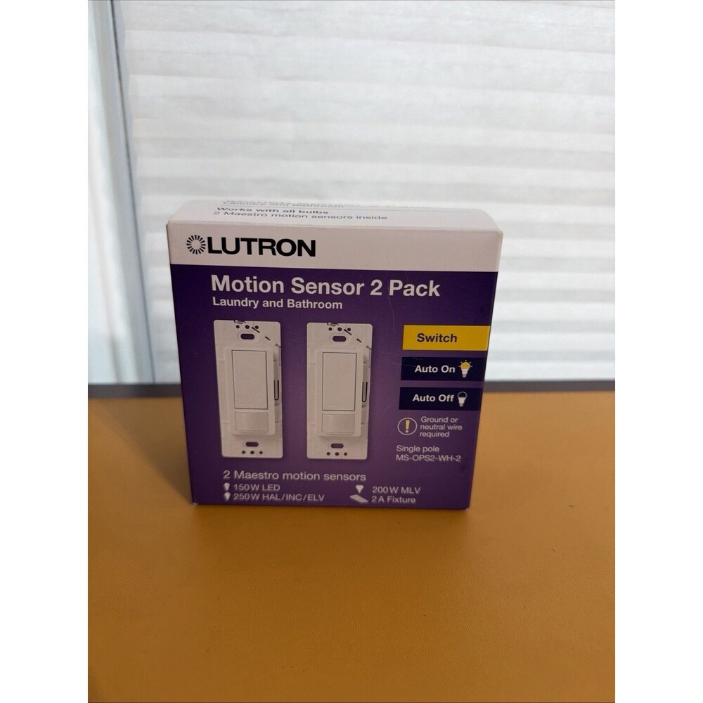 Lutron MS-OPS2-WH-2 Motion Sensor Wall Switch Auto On/Off 120V White 2-Pack
